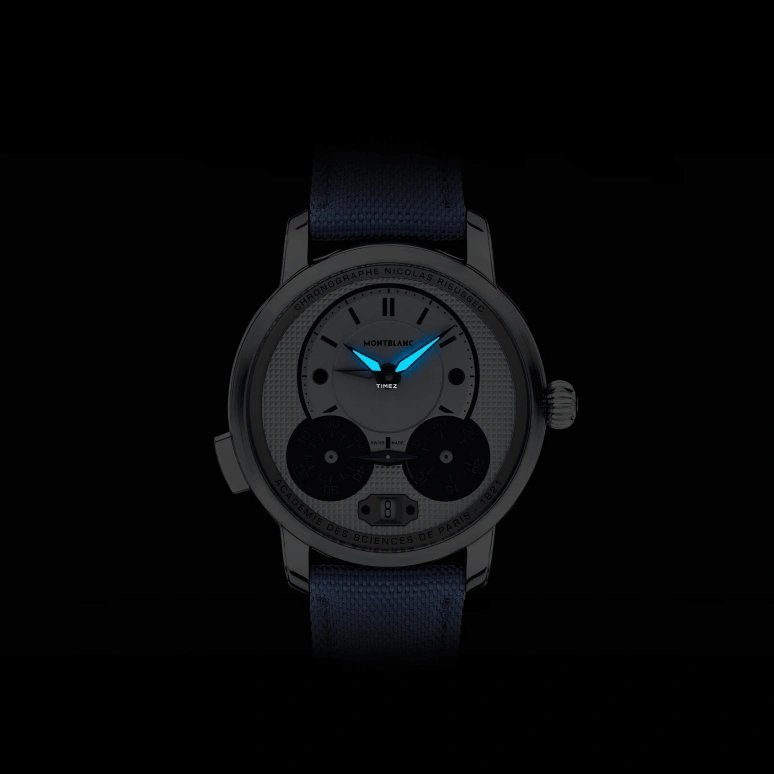 Montblanc,Star 43mm,43mm,Stainless Steel,White,Grey,Blue,Automatic,Chronograph,Day,Dule Time,Day / Night Indication,72hours,In-house Caliber,MB129764