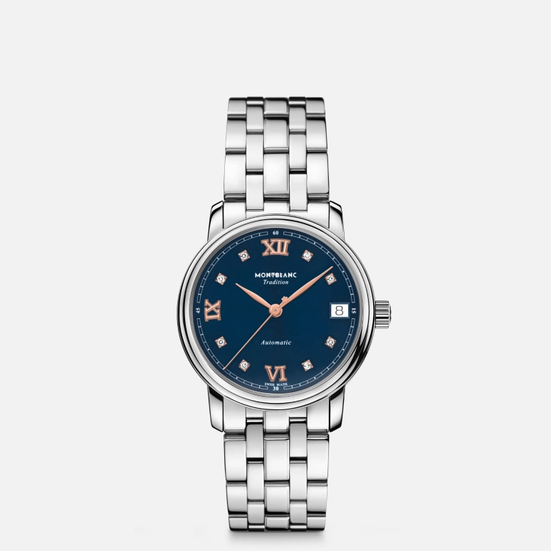 Montblanc,Tradition 32mm,32mm,Stainless Steel,Blue,Automatic,Day,38hours,MB129643