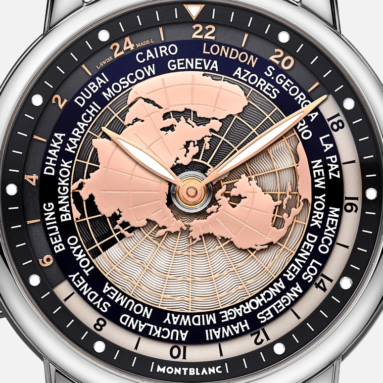Montblanc,Star 43mm,43mm,Stainless Steel,Black,Automatic,World Time,Day / Night Indication,MB128675