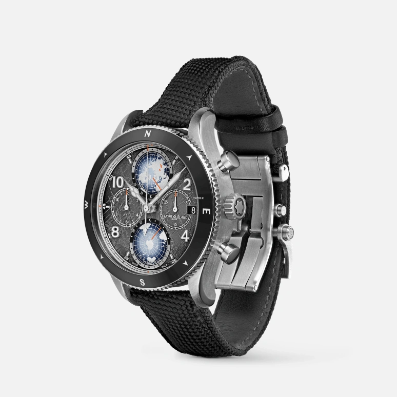 Montblanc,1858 44mm,44mm,Titanium,Grey,Automatic,Chronograph,Day,World Time,MB130811