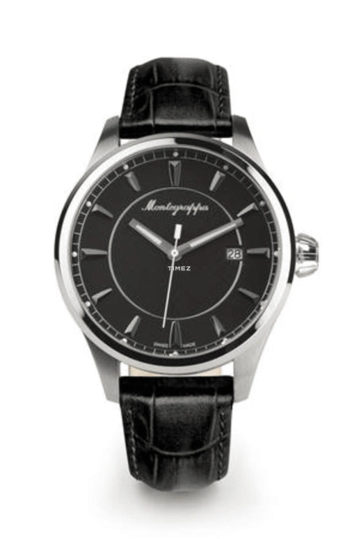 Montegrappa,Fortuna 42mm,42mm,Stainless Steel,Black,Quartz,Day,Sapphire,IDFOWALC