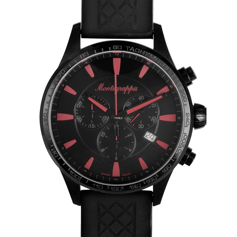 Montegrappa,Fortuna 42mm,42mm,Stainless Steel,Black,Quartz,Chronograph,Day,IDFOWCSR
