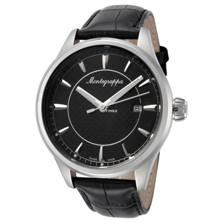 Montegrappa,Fortuna 42mm,42mm,Stainless Steel,Black,Quartz,Day,Sapphire,IDFOWALC