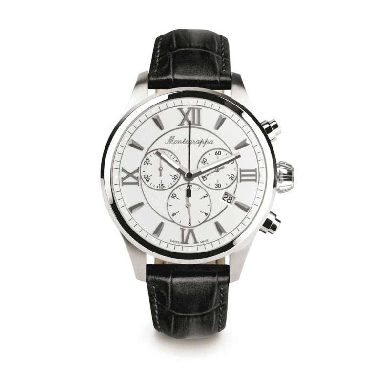 Montegrappa,Fortuna 42mm,42mm,Stainless Steel,White,Quartz,Chronograph,Day,IDFOWCLJ