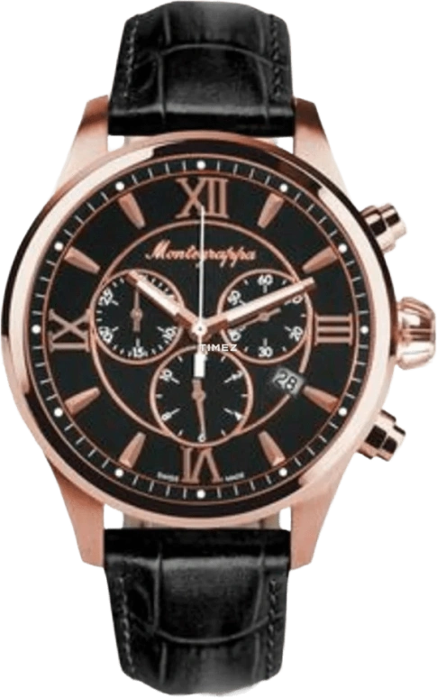 Montegrappa,Fortuna 42mm,42mm,Stainless Steel,Black,Quartz,Chronograph,Day,IDFOWCRC