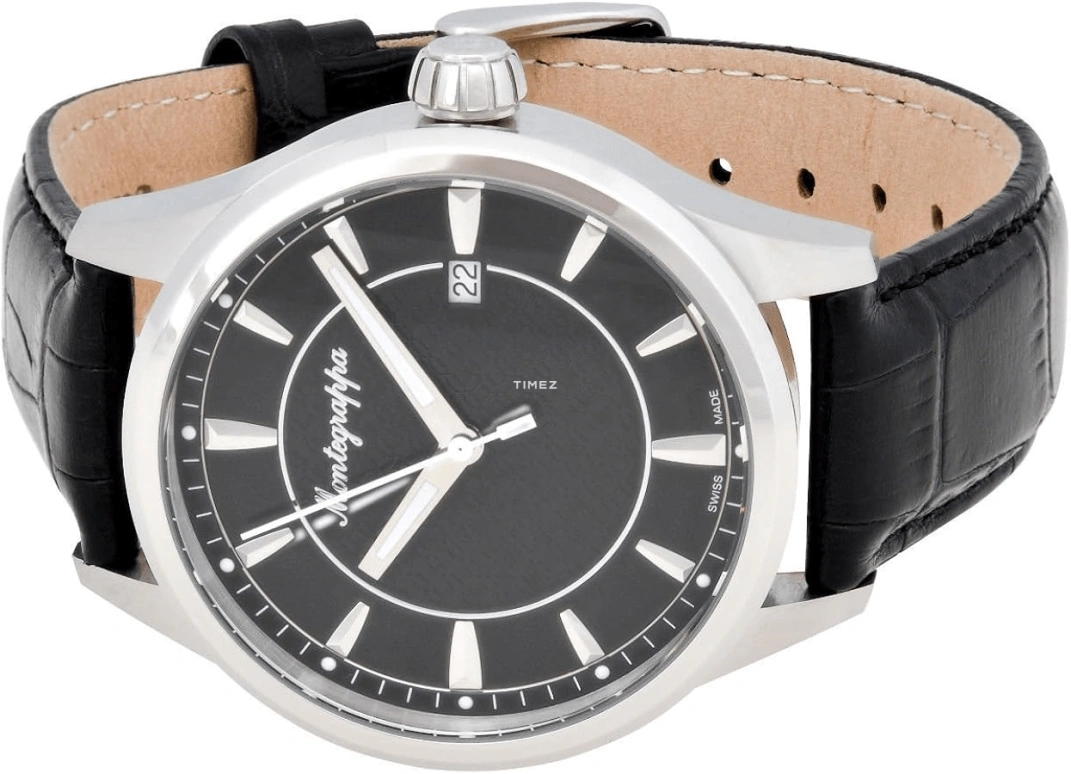 Montegrappa,Fortuna 42mm,42mm,Stainless Steel,Black,Quartz,Day,Sapphire,IDFOWALC