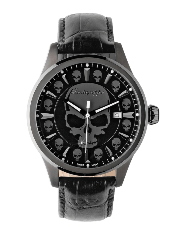 Montegrappa,Fortuna 42mm,42mm,Stainless Steel,Black,Quartz,Day,Round,IDFOWASG
