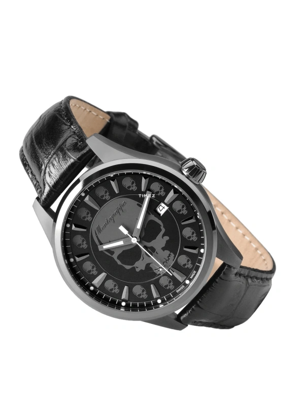 Montegrappa,Fortuna 42mm,42mm,Stainless Steel,Black,Quartz,Day,Round,IDFOWASG