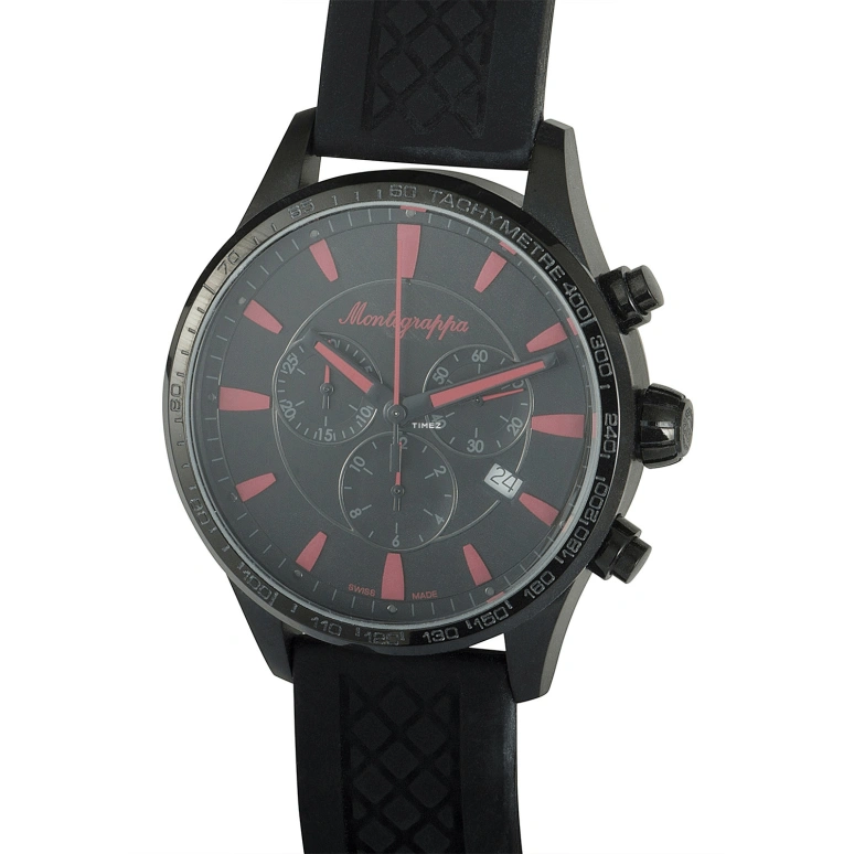 Montegrappa,Fortuna 42mm,42mm,Stainless Steel,Black,Quartz,Chronograph,Day,IDFOWCSR