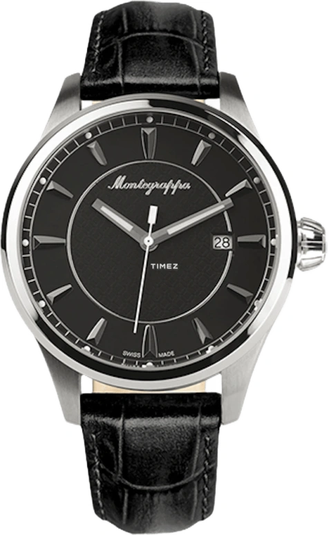 Montegrappa,Fortuna 42mm,42mm,Stainless Steel,Black,Quartz,Day,Sapphire,IDFOWALC