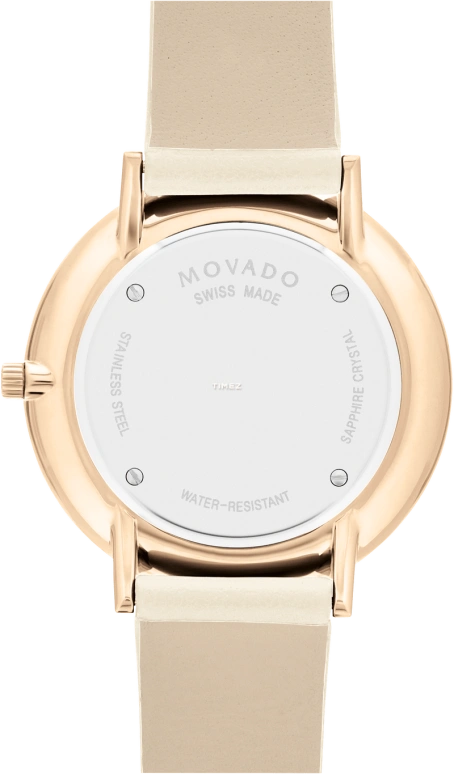Movado,Modern 47 35mm,35mm,Stainless Steel,Rose Gold,White,Quartz,Sapphire,Crystal Glass,Round,0607389