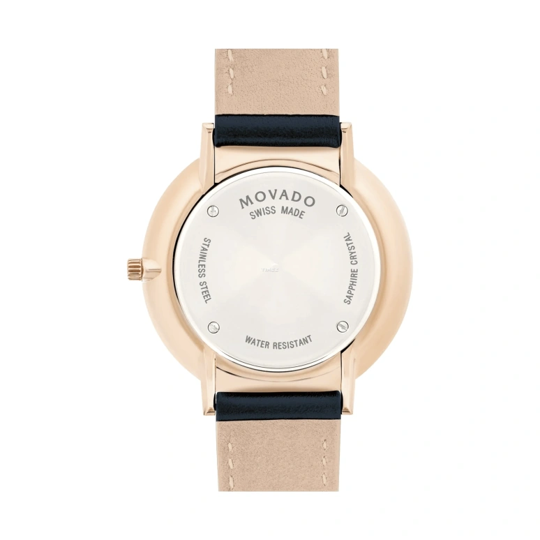 Movado,Ultra Slim 35mm,35mm,Stainless Steel,Rose Gold,Blue,Quartz,Sapphire,Crystal Glass,Round,0607402