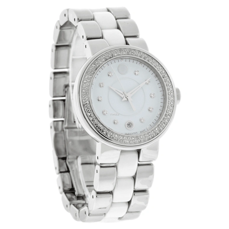 Movado,Cerena 36mm,36mm,Stainless Steel,White,Quartz,Day,Sapphire,Crystal Glass,0606625 