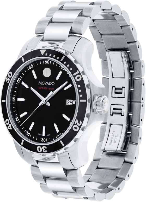 Movado,800 40mm,40mm,Stainless Steel,Black,Automatic,Day,Sapphire,2600135