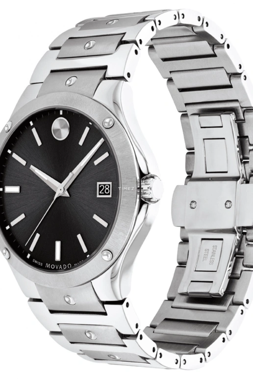 Movado,Movado SE 41mm,41mm,Stainless Steel,Black,Quartz,Day,Sapphire,0607541