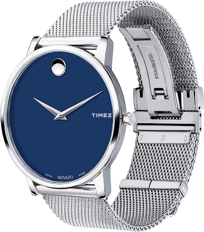 Movado,Museum Classic 40mm,40mm,Stainless Steel,Blue,Quartz,Sapphire,Crystal Glass,Round,0607349