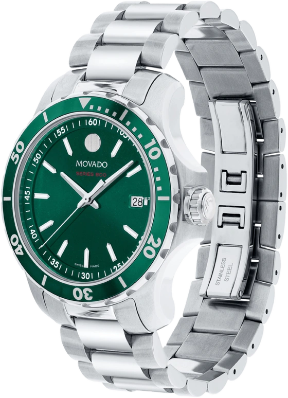 Movado,800 40mm,40mm,Stainless Steel,Green,Automatic,Day,Sapphire,2600136