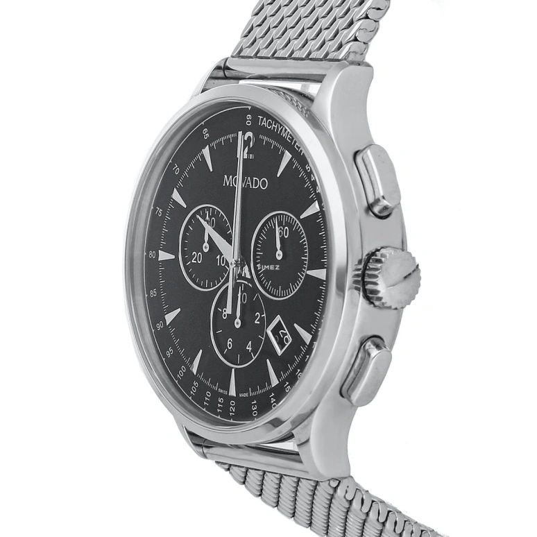 Movado,Circa 42mm,42mm,Stainless Steel,Black,Quartz,Chronograph,Day,0606803 