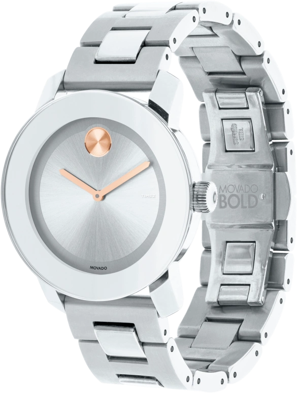Movado,Movado BOLD 36mm,36mm,Stainless Steel,Metal,Silver,Quartz,Crystal Glass,Round,3600084 
