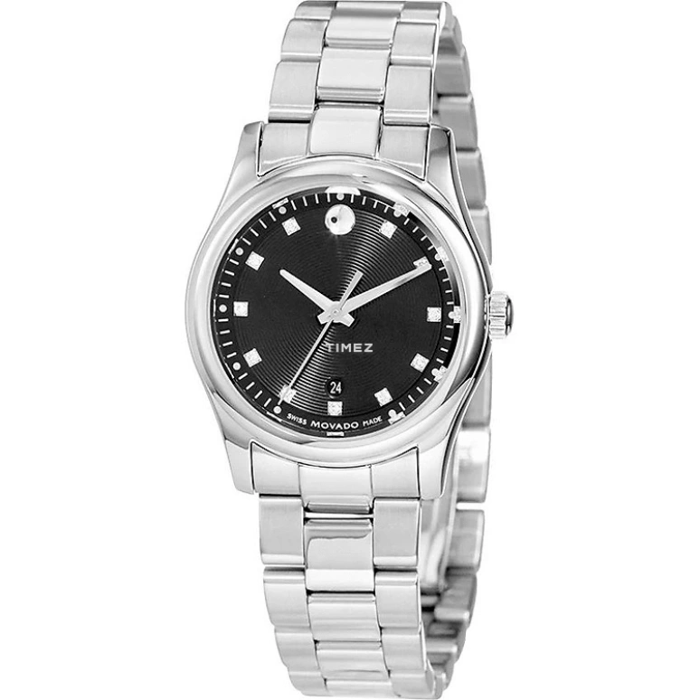 Movado,Other 28mm,28mm,Stainless Steel,Black,Quartz,Day,Sapphire,Crystal Glass,0606497 