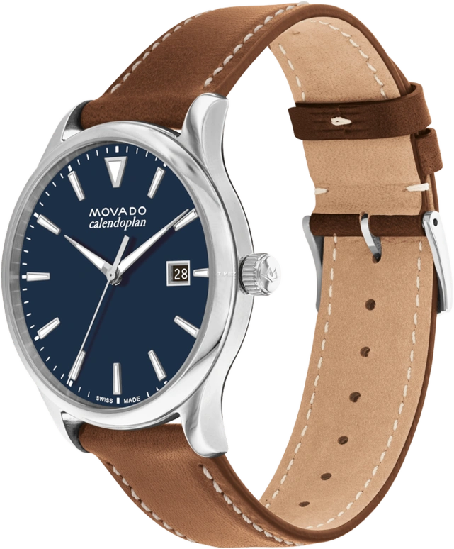 Movado,Heritage Series 40mm,40mm,Stainless Steel,Blue,Day,Sapphire,Crystal Glass,Round,3650155