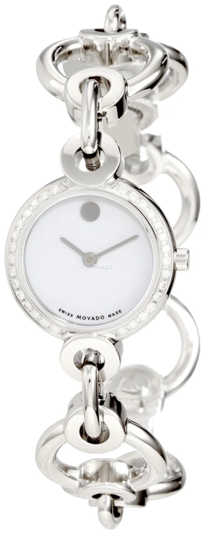 Movado,Circlo 23.50mm,23.50mm,Stainless Steel,White,Quartz,Sapphire,Crystal Glass,Round,0606489 