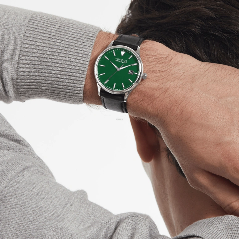 Movado,Heritage Series 40mm,40mm,Stainless Steel,Green,Day,Sapphire,Crystal Glass,Round,3650156