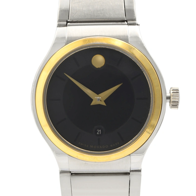 Movado,Quadro 40mm,40mm,Stainless Steel,Bi-color,Black,Quartz,Day,Sapphire,Crystal Glass,0606480 