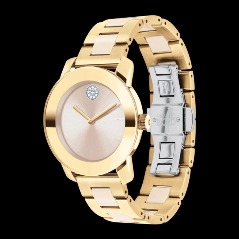 Movado,Movado BOLD 36mm,36mm,Stainless Steel,Gold,Quartz,Crystal Glass,Sapphire,Round,3600640