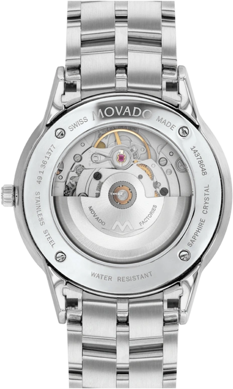 Movado,1881 Automatic 39mm,39mm,Stainless Steel,Black,Automatic,Day,Sapphire,Crystal Glass,0607618