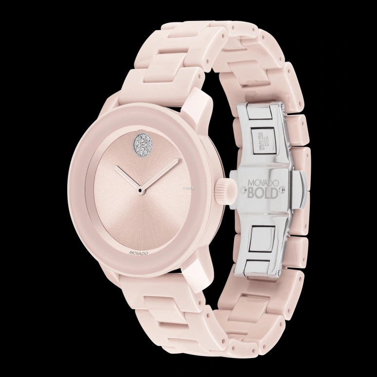 Movado,Movado BOLD 36mm,36mm,Ceramic,Pink,Quartz,Sapphire,Crystal Glass,Round,3600536