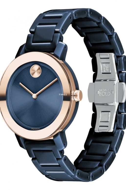 Movado,Movado BOLD 36mm,36mm,Ceramic,Blue,Quartz,Sapphire,Crystal Glass,Round,3600708