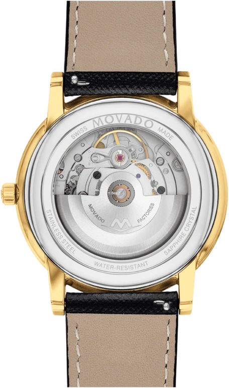 Movado,Museum Classic 40mm,40mm,Stainless Steel,Black,Automatic,Day,Sapphire,Crystal Glass,0607566