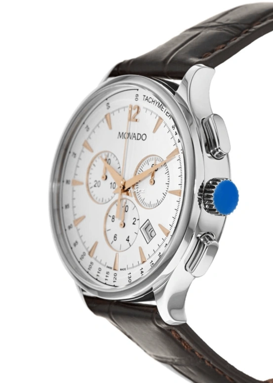 Movado,Circa 42mm,42mm,Stainless Steel,White,Quartz,Chronograph,Day,0606576 