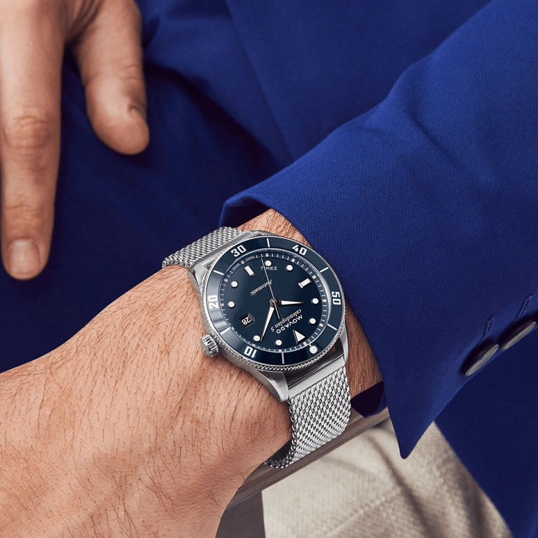 Movado,Heritage Series 43mm,43mm,Stainless Steel,Blue,Automatic,Day,Sapphire,Crystal Glass,3650136