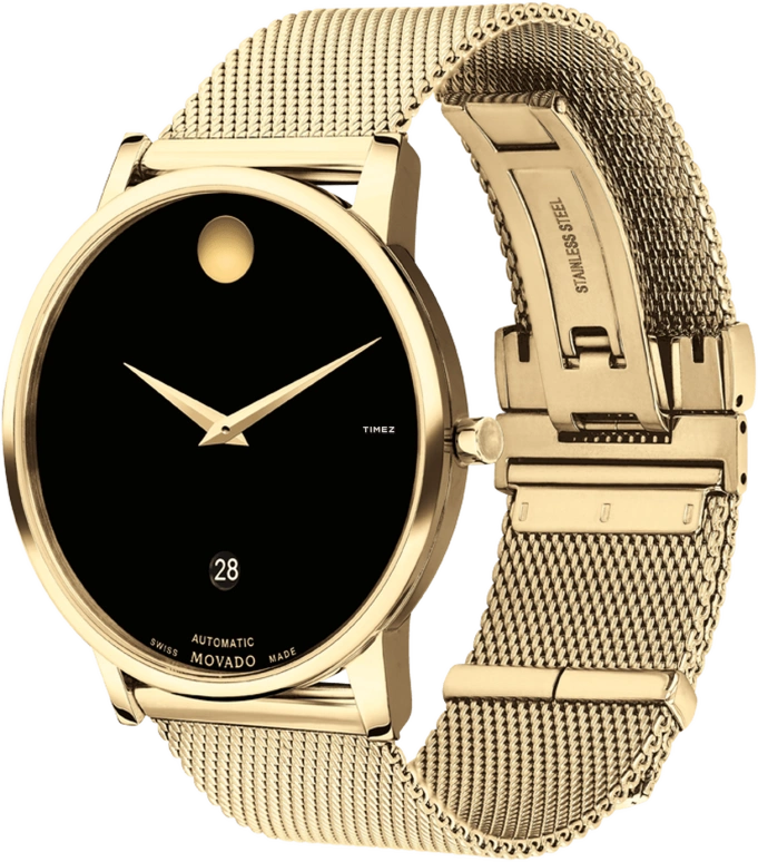 Movado,Museum Classic 40mm,40mm,Stainless Steel,Black,Automatic,Day,Sapphire,0607632