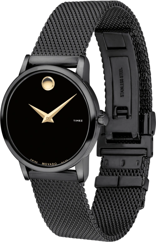 Movado,Museum Classic 28mm,28mm,Stainless Steel,Black,Quartz,Sapphire,Crystal Glass,Round,0607493