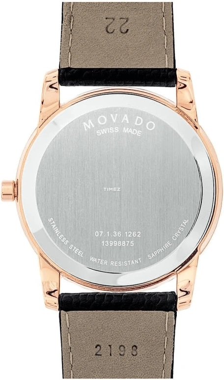 Movado,Museum Classic 40mm,40mm,Stainless Steel,Rose Gold,Black,Quartz,Sapphire,Crystal Glass,Round,0607060
