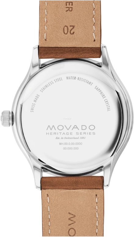 Movado,Heritage Series 40mm,40mm,Stainless Steel,Blue,Day,Sapphire,Crystal Glass,Round,3650155