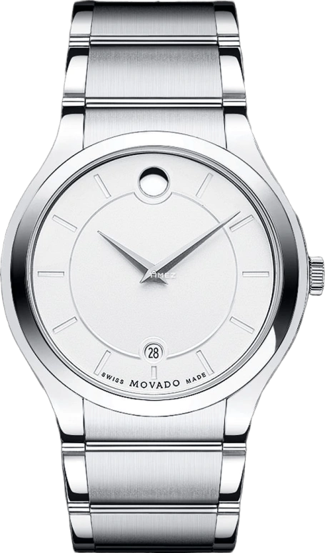 Movado,Quadro 40mm,40mm,Stainless Steel,Silver White,Quartz,Day,Sapphire,Crystal Glass,0606479 
