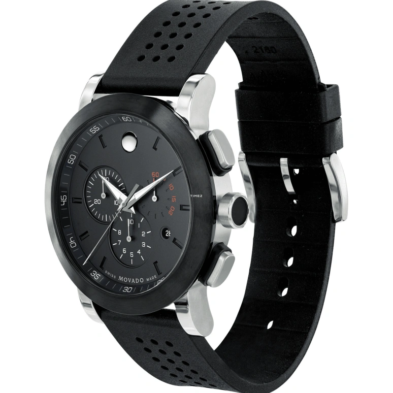 Movado,Museum Classic 44mm,44mm,Stainless Steel,Black,Quartz,Chronograph,Day,0606545 