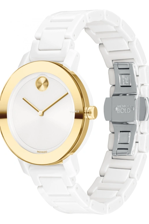 Movado,Movado BOLD 36mm,36mm,Stainless Steel,Ceramic,White,Quartz,Sapphire,Crystal Glass,Round,3600710