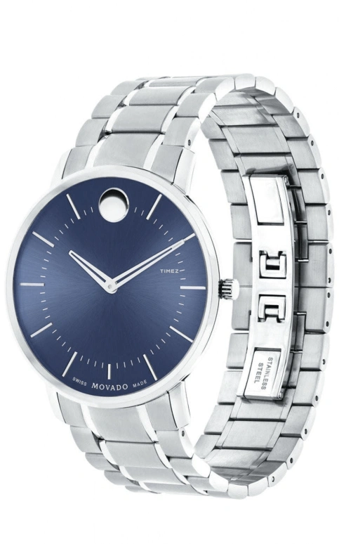 Movado,Other 40mm,40mm,Stainless Steel,Blue,Quartz,Sapphire,Crystal Glass,Round,0606688