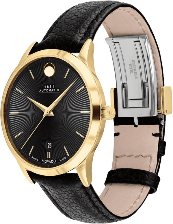 Movado,1881 Automatic 39mm,39mm,Stainless Steel,Black,Automatic,Day,Sapphire,Crystal Glass,0607614