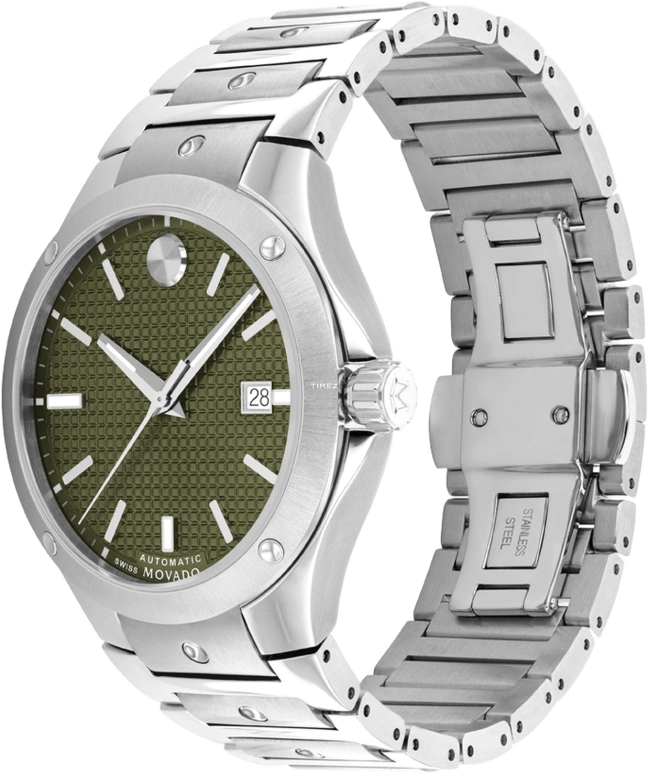 Movado,Movado SE 41mm,41mm,Stainless Steel,Green,Automatic,Day,Sapphire,Crystal Glass,0607645