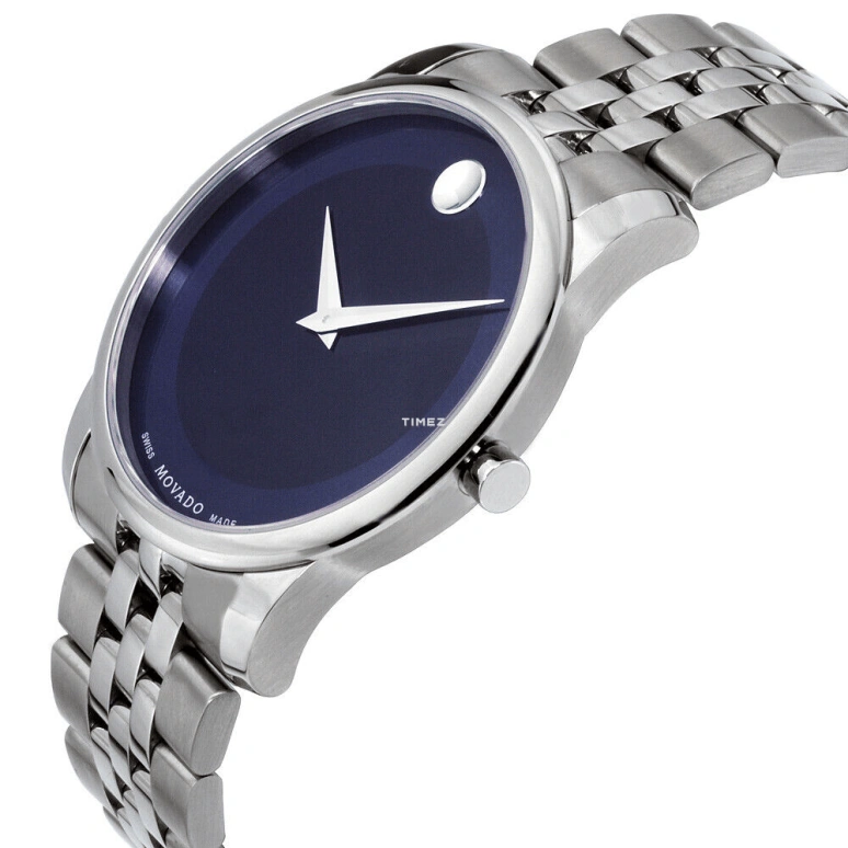 Movado,Museum Classic 40mm,40mm,Stainless Steel,Blue,Quartz,Sapphire,Crystal Glass,Round,0606982