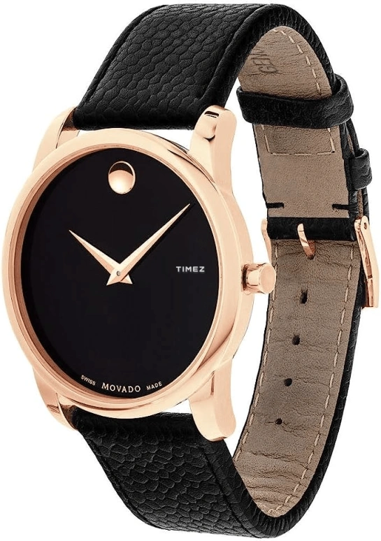 Movado,Museum Classic 40mm,40mm,Stainless Steel,Rose Gold,Black,Quartz,Sapphire,Crystal Glass,Round,0607060