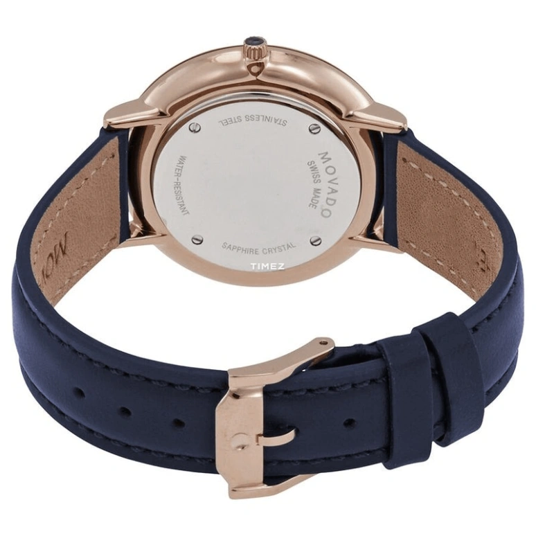 Movado,Ultra Slim 35mm,35mm,Stainless Steel,Rose Gold,Blue,Quartz,Sapphire,Crystal Glass,Round,0607402