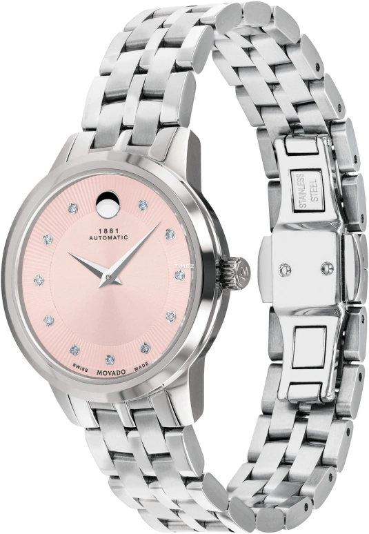 Movado,1881 Automatic 30mm,30mm,Stainless Steel,Pink,Automatic,Sapphire,Crystal Glass,Round,0607487
