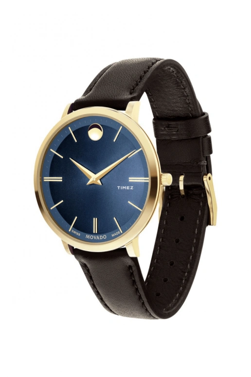 Movado,Ultra Slim 35mm,35mm,Stainless Steel,Blue,Quartz,Sapphire,Crystal Glass,Round,0607092